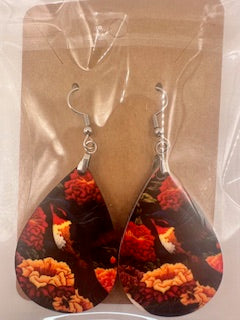 Humming Bird in Flowers Earrings